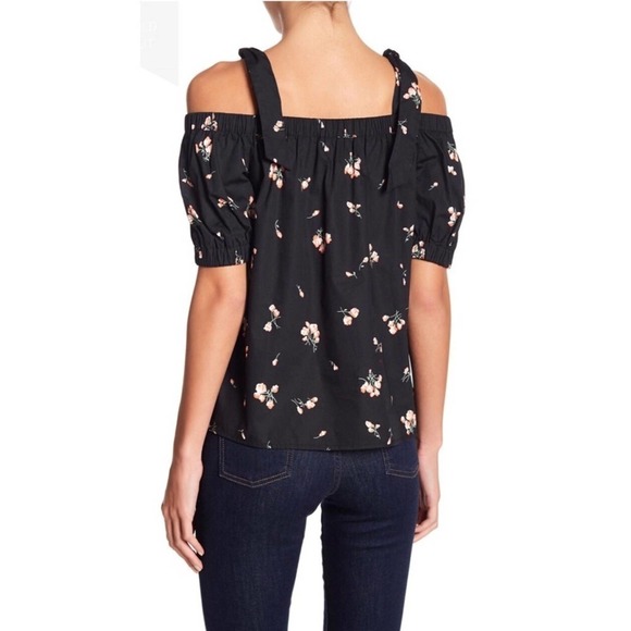 𝅺14th & Union Off the Shoulder Black Tulip Floral Lightweight Blouse Women’s S - Picture 12 of 12